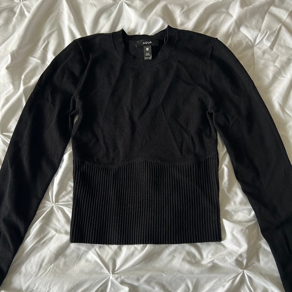 Black Long Sleeve - Aqua